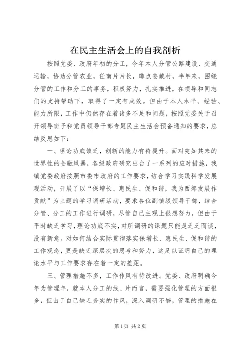 在民主生活会上的自我剖析.docx