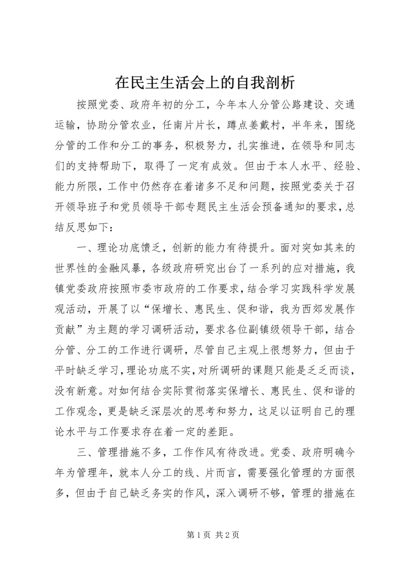 在民主生活会上的自我剖析.docx