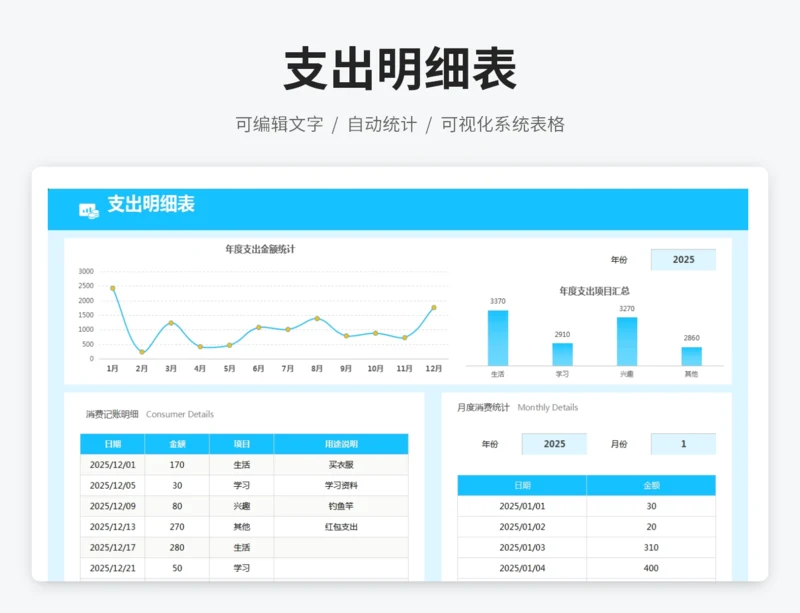 支出明细表