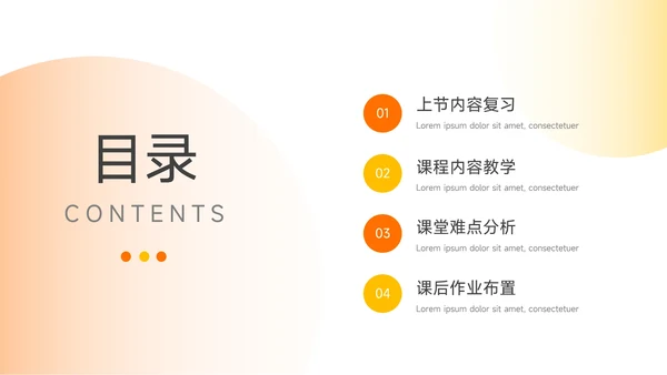 橙色渐变实用简洁教育教学通用PPT模板