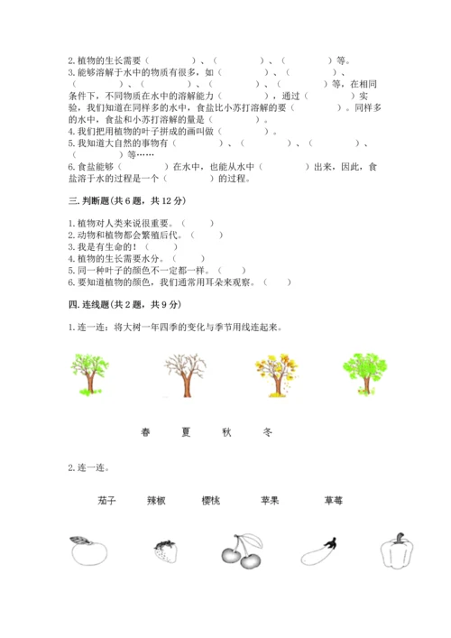 教科版科学一年级上册第一单元《植物》测试卷附答案【综合题】.docx