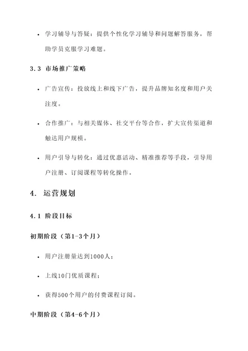 项目初期运营规划方案