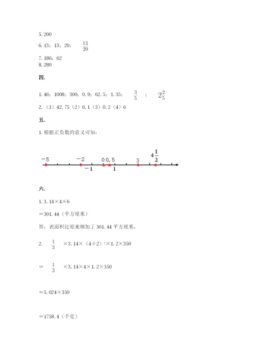 小学数学六年级下册竞赛试题及参考答案（b卷）.docx