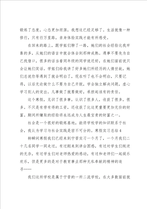 寒假实习总结集合15篇