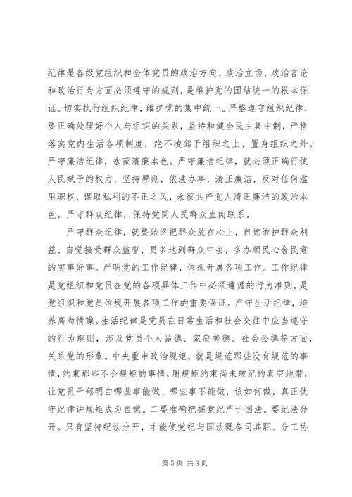 强化核心意识严守政治纪律做合格党员研讨材料.docx