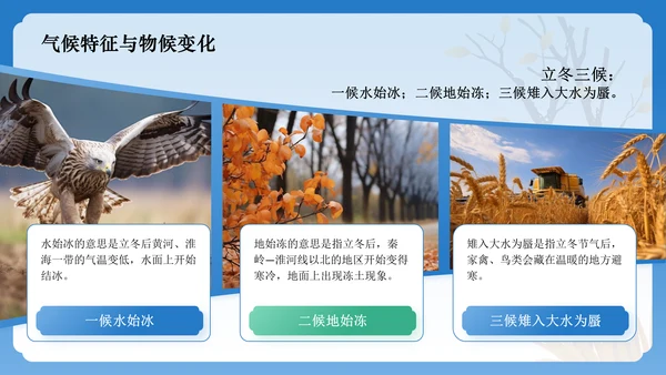 蓝色国潮风二十四节气科普介绍——立冬PPT模板