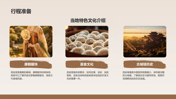 橙色复古风西安热门历史景点深度游计划PPT模板