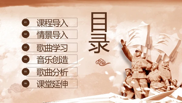 棕色简约人教版五年级音乐下册保卫黄河PPT模板宣传PPT动保护母亲河日