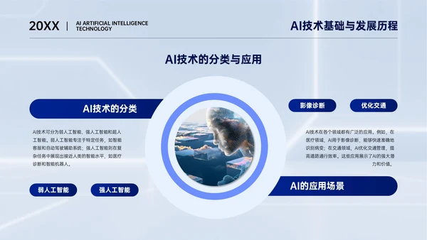 浅蓝色简约风AI人工智能技术分享PPT模板