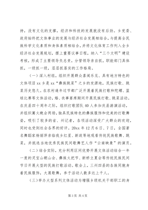 乡镇文化体育工作基本情况汇报材料.docx