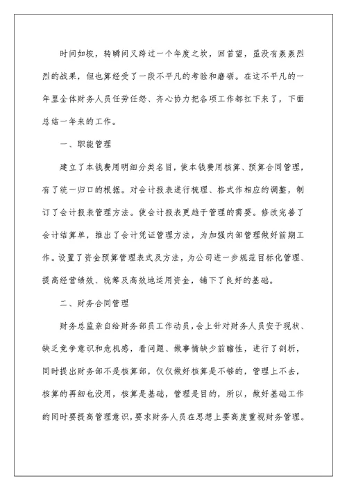 公司财务个人年度工作总结500字精简