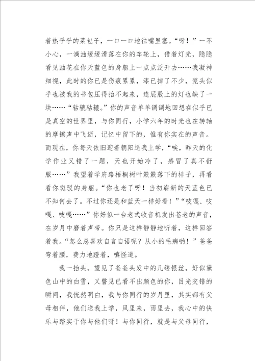 高一作文叙事与你同行900字