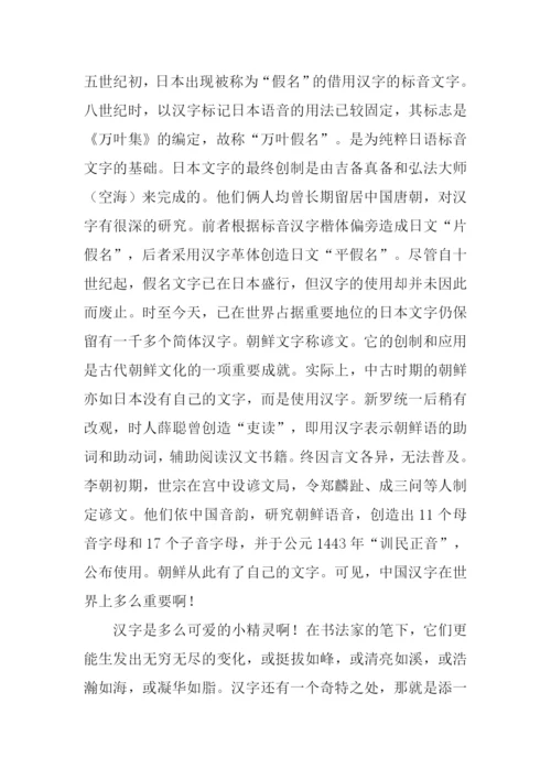 我爱汉字作文800字.docx