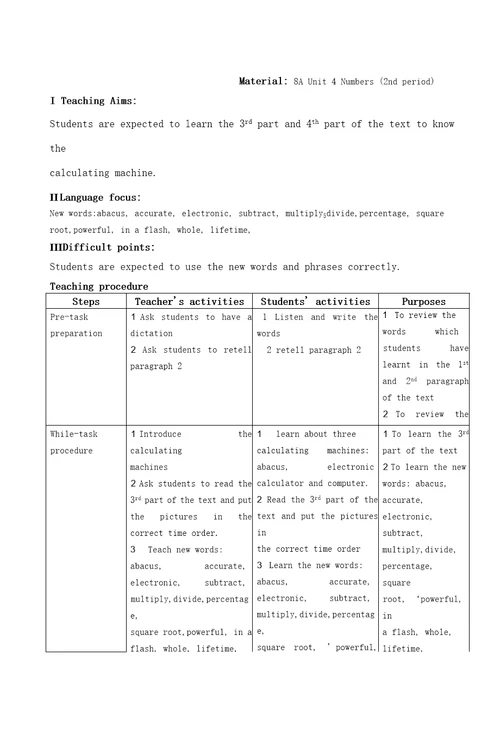 Unit4教案牛津上海版英语八年级上学期