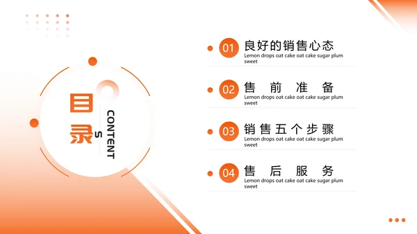 橙色简约公司培训销售技巧PPT模板