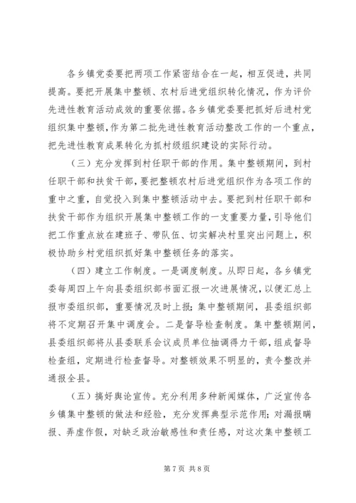 集中整顿农村后进党组织工作方案.docx