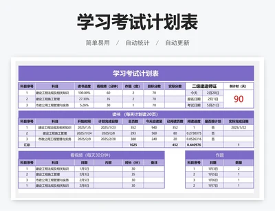 学习考试计划表
