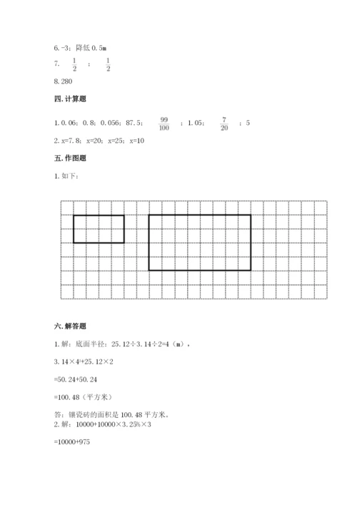 人教版六年级下册数学期末测试卷附答案（黄金题型）.docx