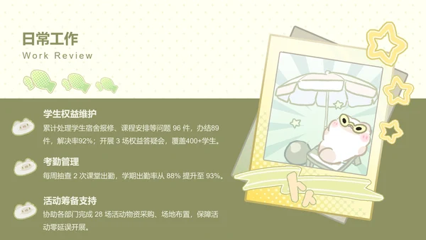 卜卜猫黄色卡通风学生会述职