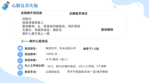 插画风蓝色简约卡通风医护人员急救知识培训PPT课件