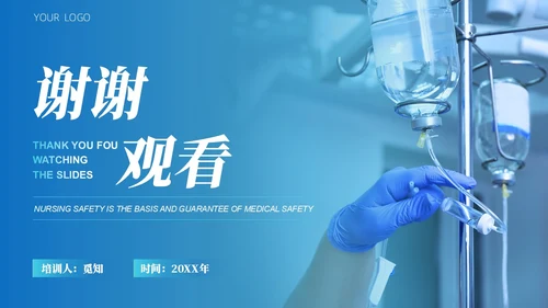 蓝绿色渐变简约实拍风格围手术期安全管理医护人员PPT