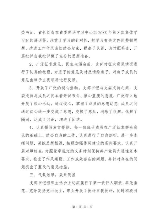 党支部加强作风建设专题组织生活会总结.docx