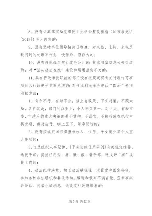 市农业局整治“庸懒散奢”专项行动实施方案.docx