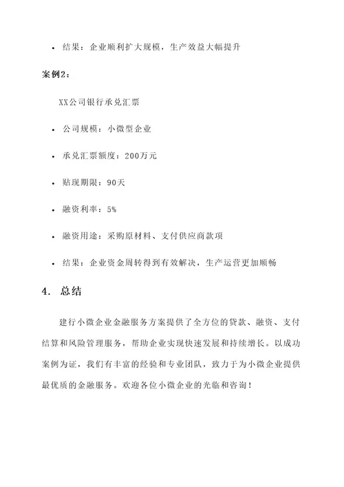 建行小微企业金融服务方案