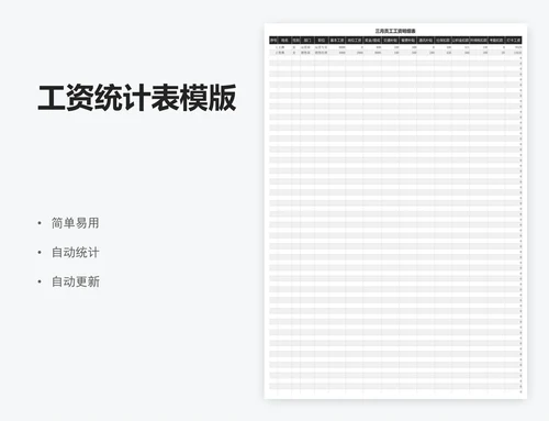 工资统计表模版