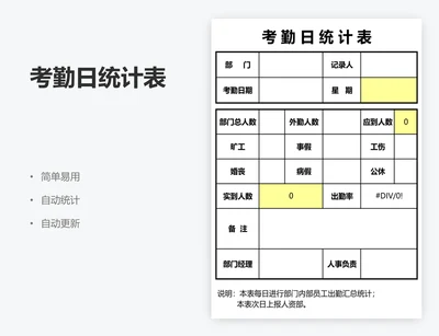 考勤日统计表
