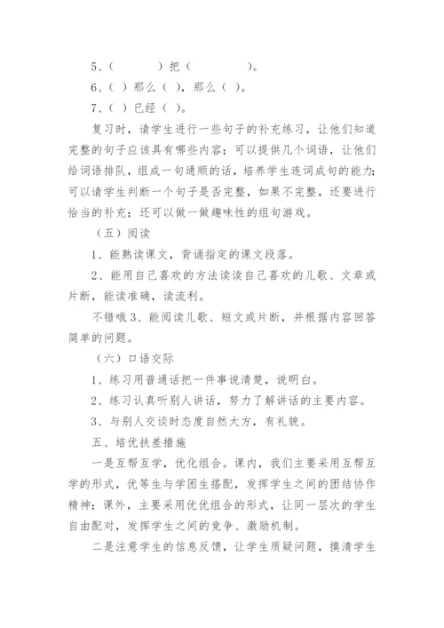 小学一年级语文下册复习计划.docx