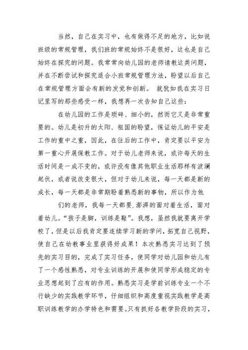 学前训练专业实习报告