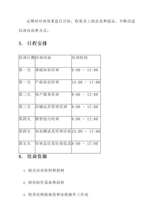 奶茶店管理人员培训方案