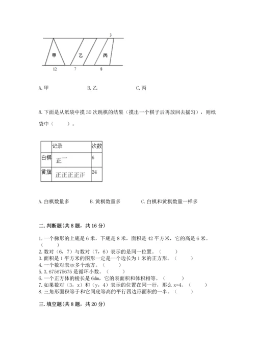 小学五年级上册数学期末测试卷附参考答案（基础题）.docx