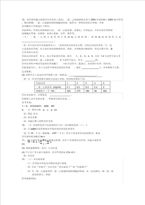 高三生物重点套题练习4