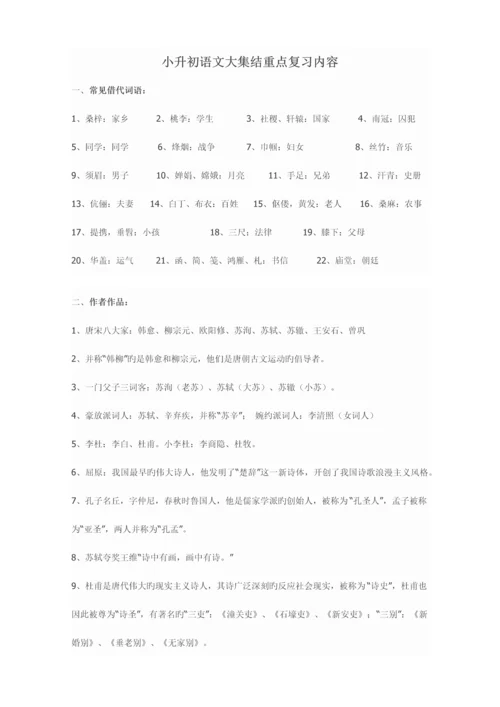 2023年小升初语文大集结重点复习内容.docx