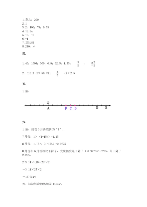 小学六年级升初中模拟试卷及完整答案（全国通用）.docx
