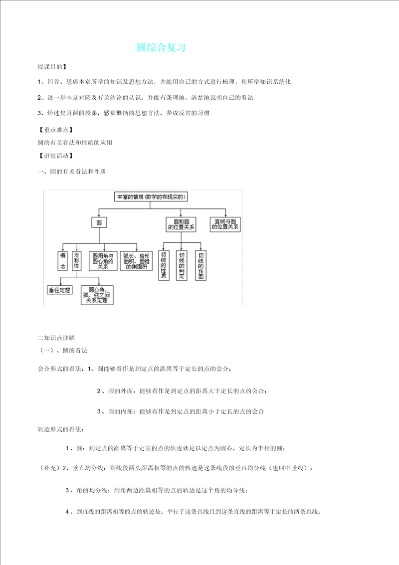 中考数学专题复习计划教案圆