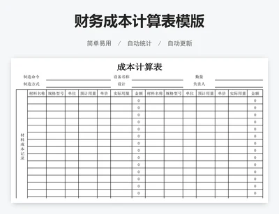 财务成本计算表模版
