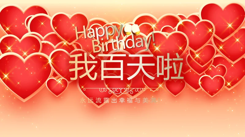 卡通可爱我100天啦百天电子相册PPT动态模板