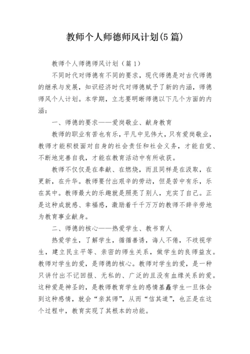 教师个人师德师风计划(5篇).docx