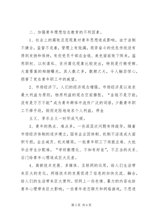 加强青年职工理想信念教育的思考.docx