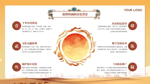 黄色中国风敦煌非遗文化汇报PPT模板