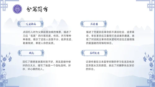 中国风青花瓷名著阅读朝花夕拾读书分享PPT
