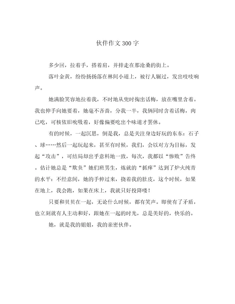 伙伴作文300字