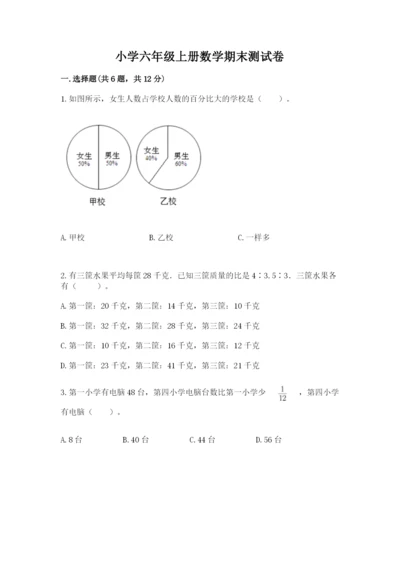 小学六年级上册数学期末测试卷（预热题）word版.docx