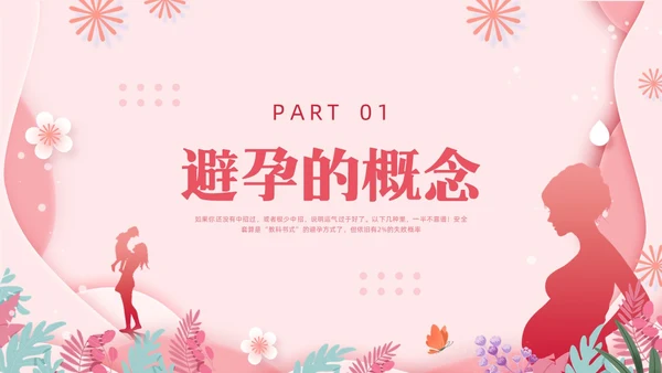 粉色简约关注女性生殖健康科学避孕PPT模板宣传PPT动态PP世界避孕日