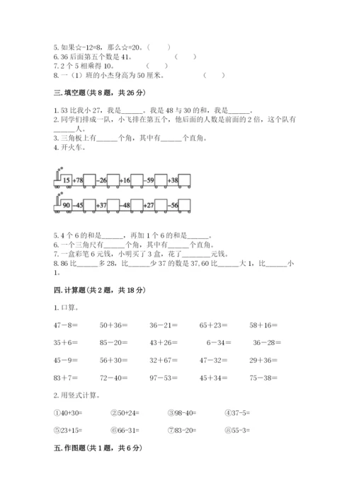 小学二年级上册数学期中测试卷精品【达标题】.docx