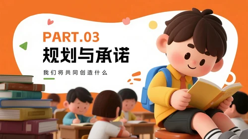 橙色3D卡通风班级班干部竞选生活委员竞选PPT模板