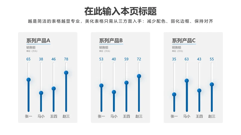 PPT柱状图蓝色简约风